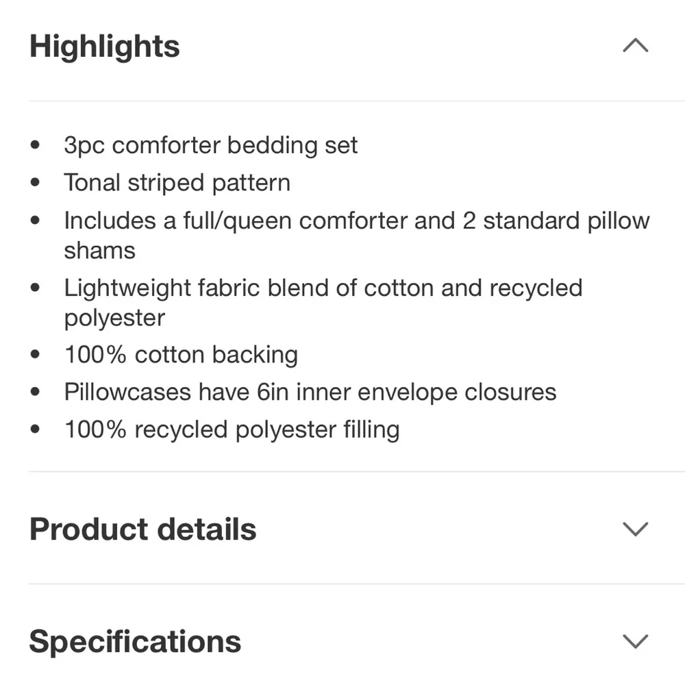 Hearth & Hand King 3- Piece Tonal Striped Comforter Set